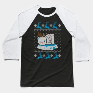 Sad Reindeer Bear Baseball T-Shirt